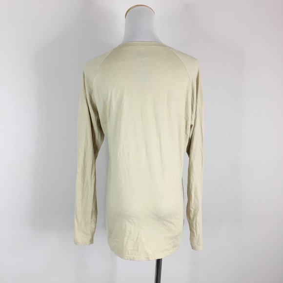 THE NORTH FACE Standard Fit Beige with Green Blue Logo Print Long Sleeve Shirt - Picture 8 of 11